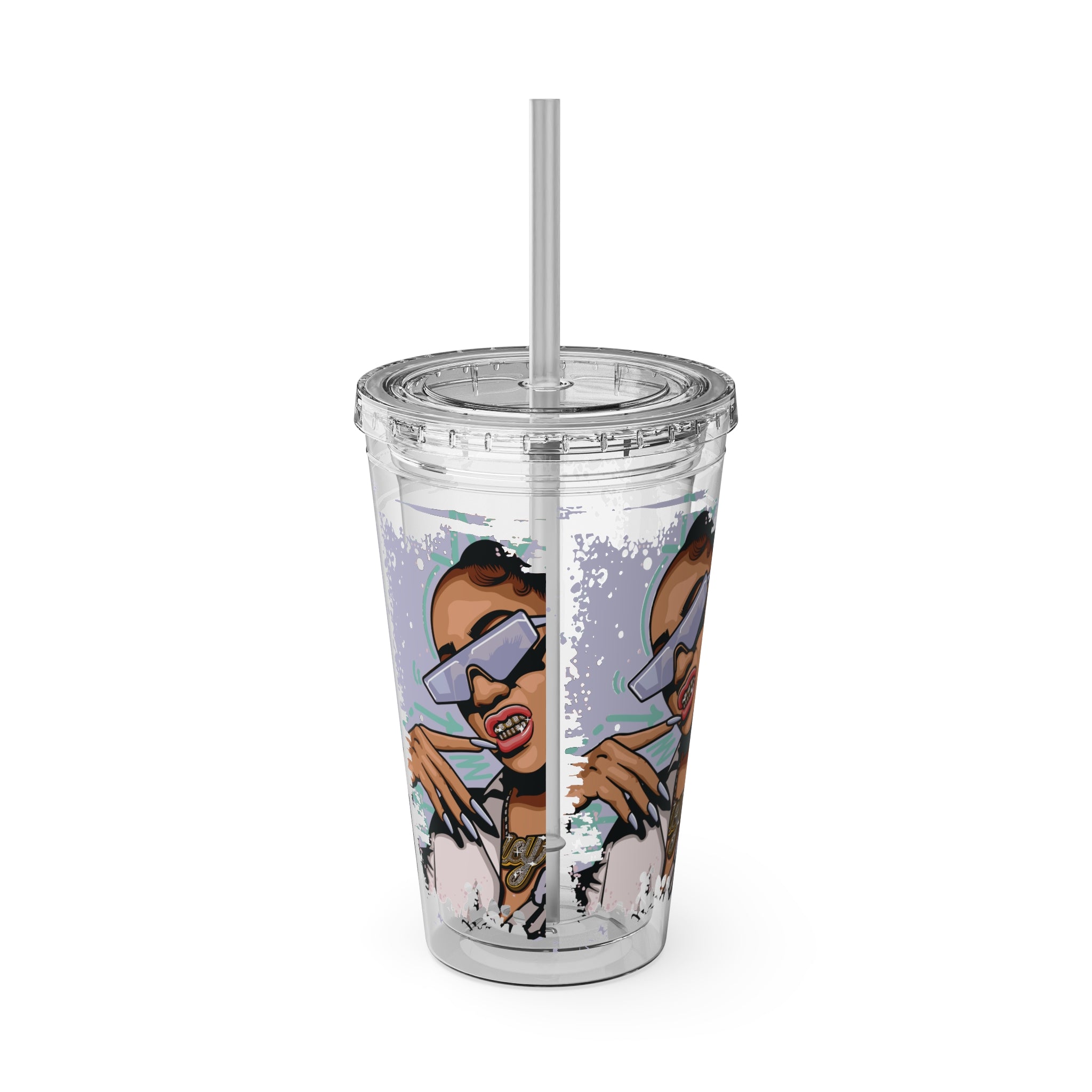 Sunsplash 16oz Tumbler with Straw — "Love the Hate" Graphic