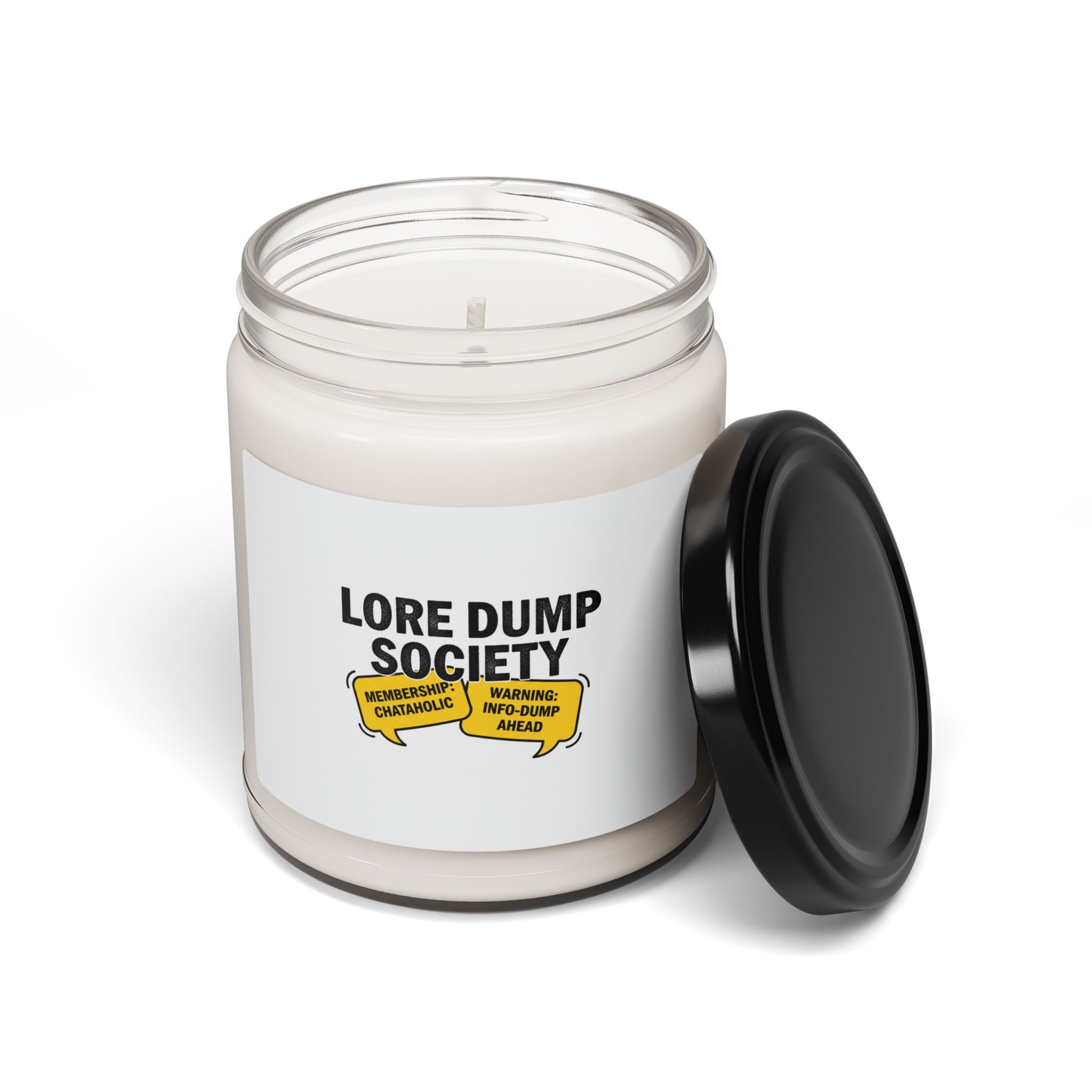 Lore Dump Society Candle | Scented Soy Candle, Warning Sign Label