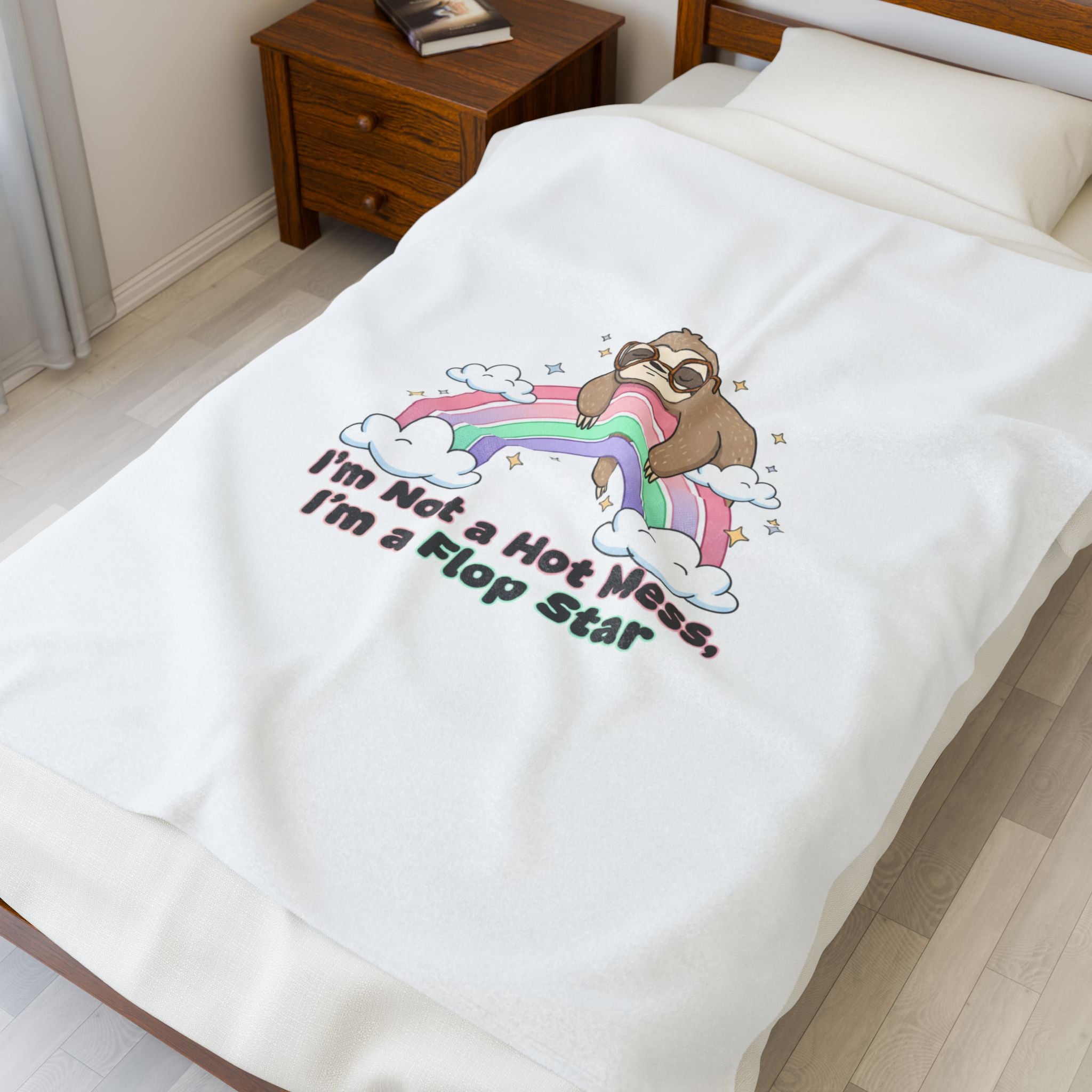 Flop Star Sloth Rainbow Blanket | flop era burnout humor