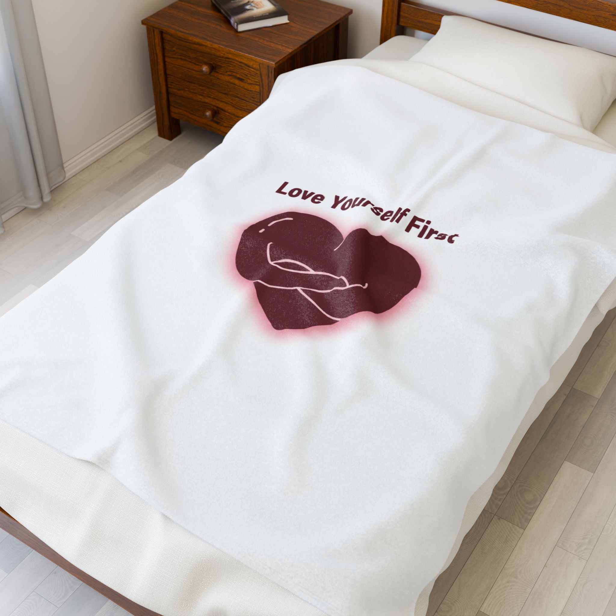 Love Yourself First Blanket | anti love graphic, edgy heart design