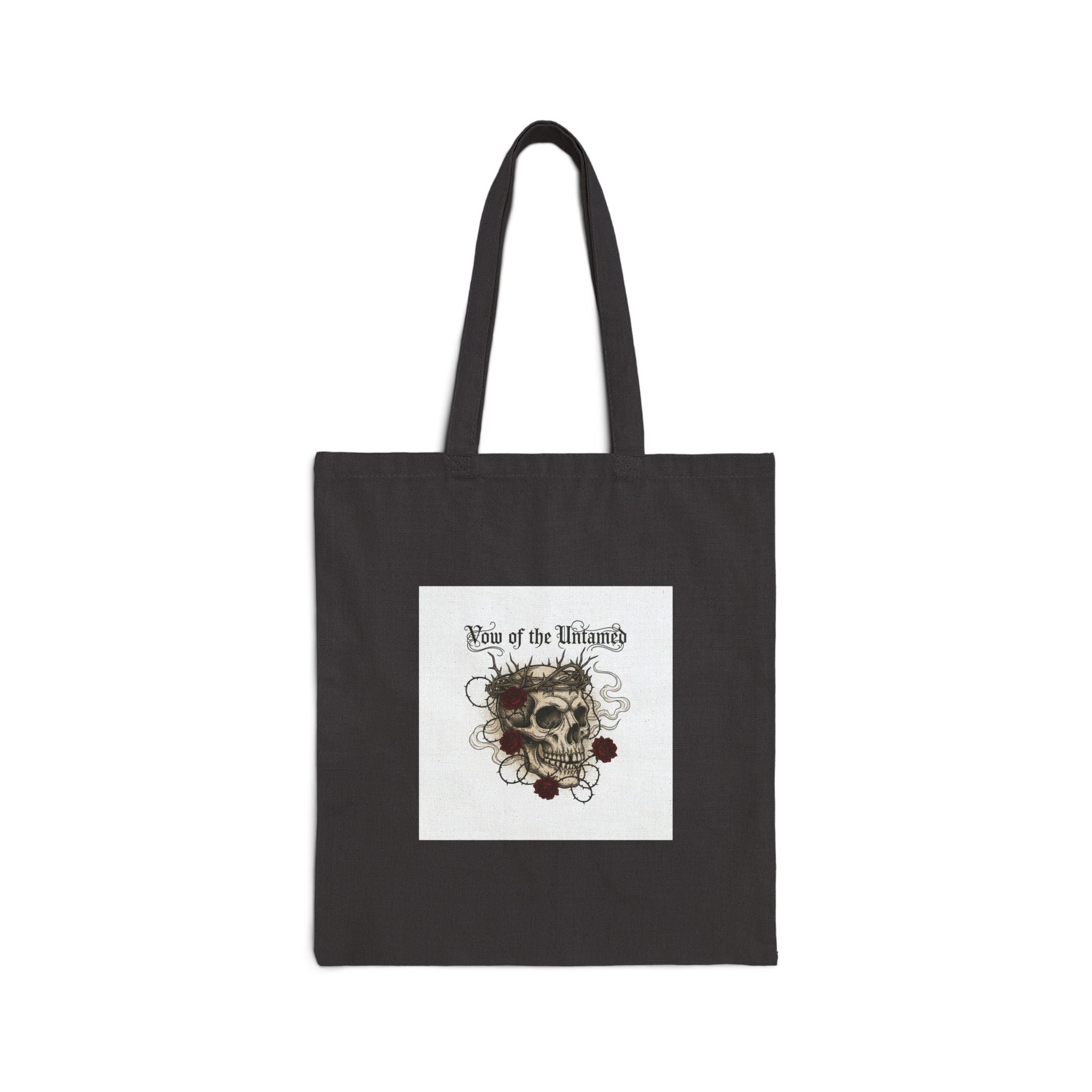 Western Skull Art Cotton Canvas Tote | Gothic Americana, Desert Noir