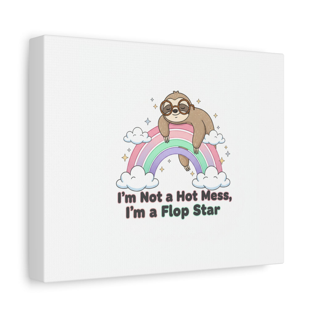 Flop Star Sloth Canvas | flop era burnout humor, fail merch