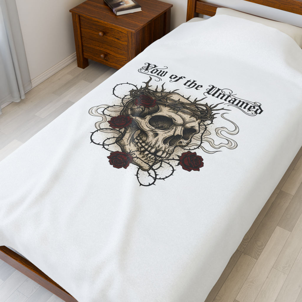 Western skull art Velveteen Blanket | gothic Americana desert noir