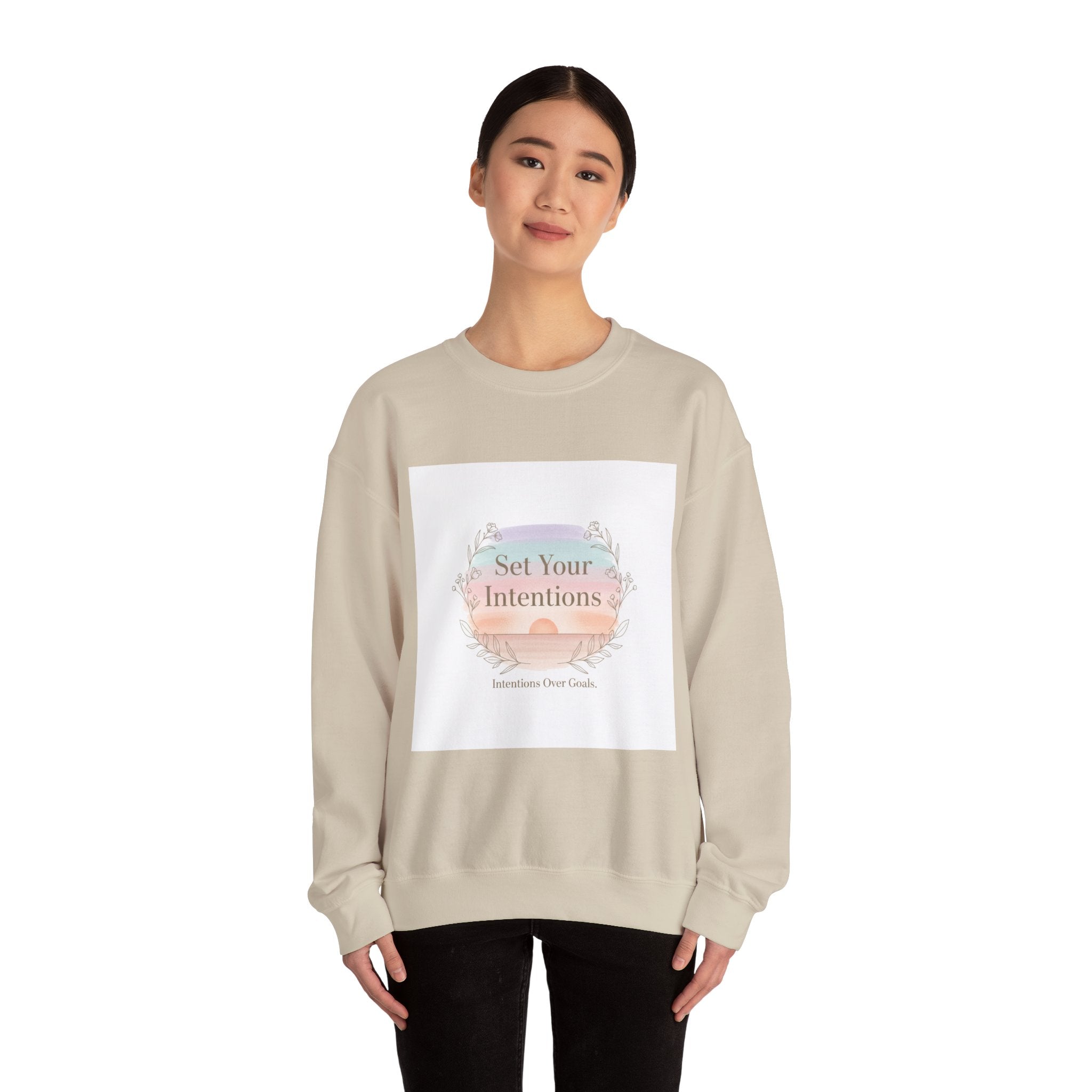 Set Your Intentions Sweatshirt | intention sticker, mindful goal shirt