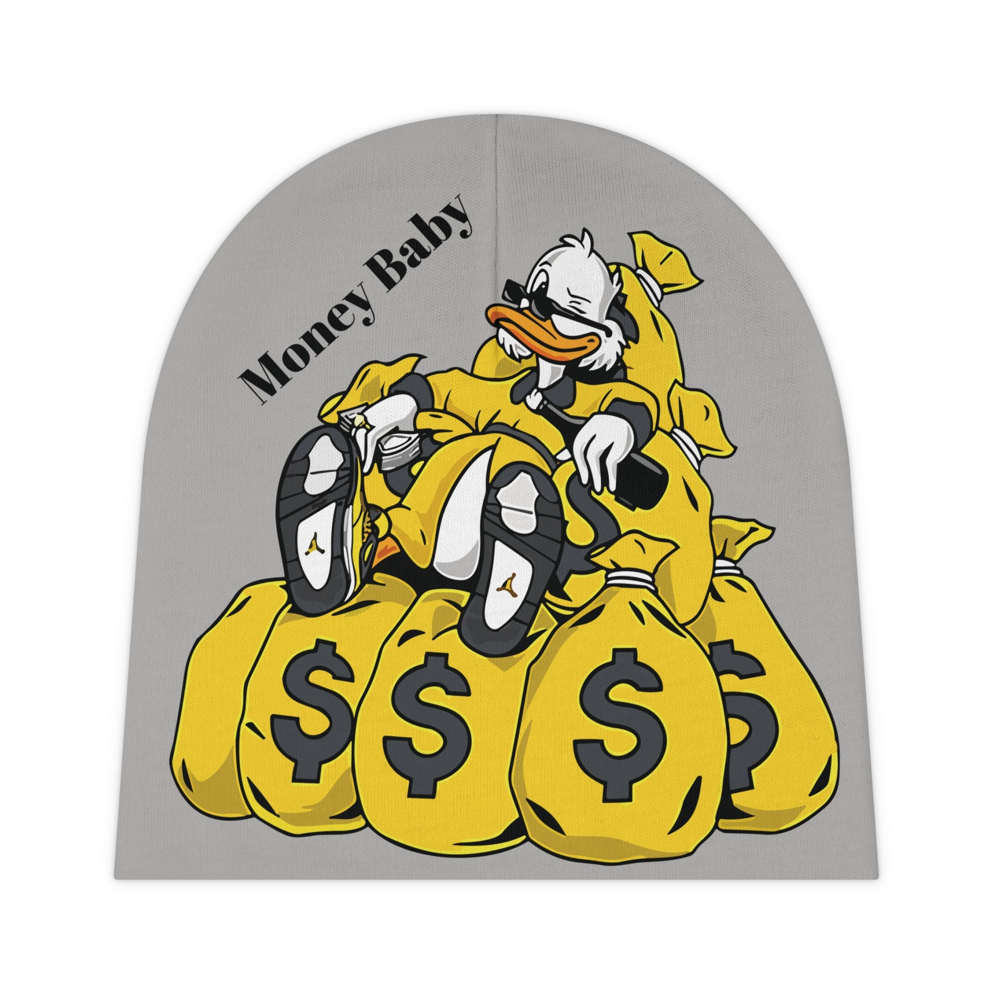 Money Baby Baby Beanie — Cute Cartoon Duck on Money Bags Infant Hat