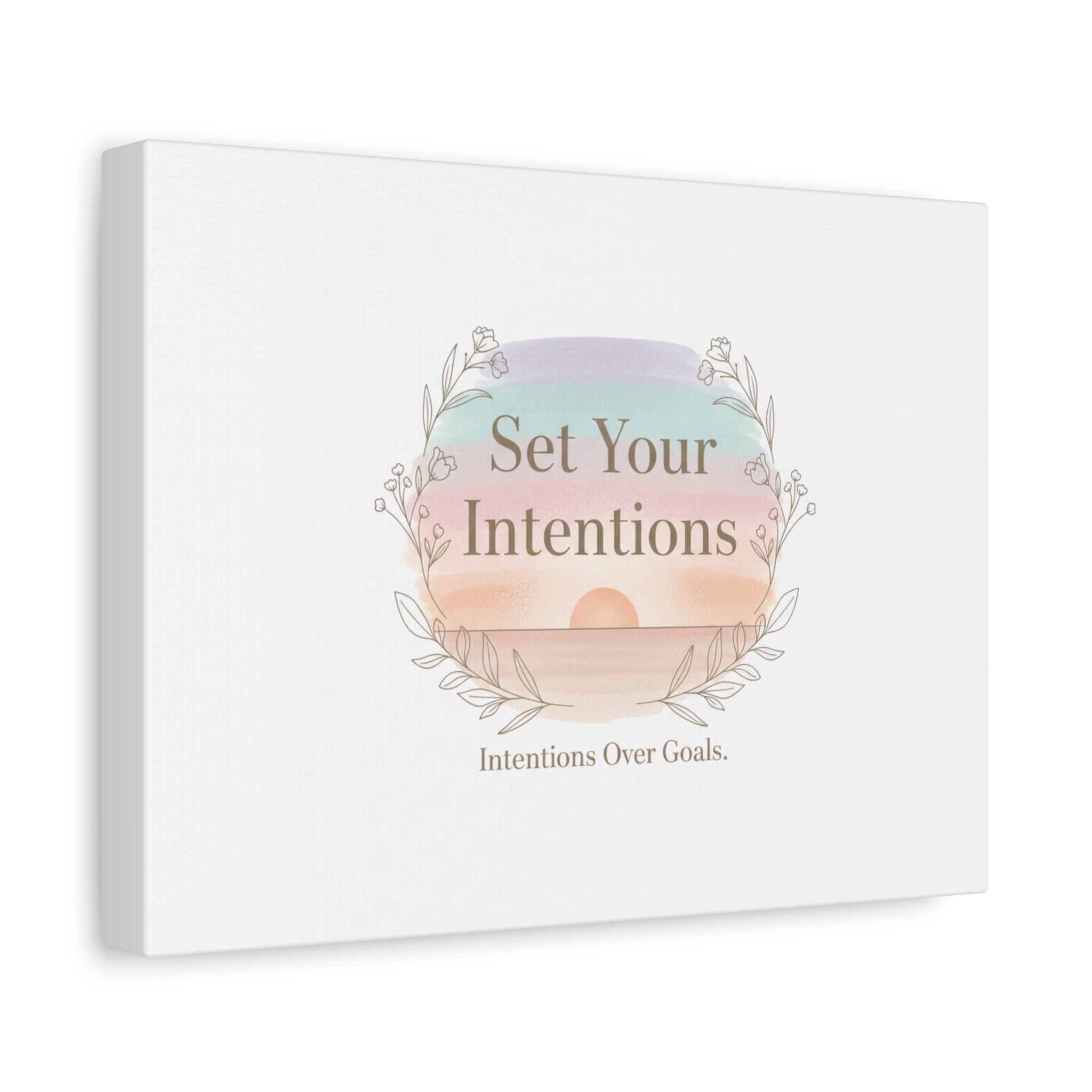Set Your Intentions Canvas | Gentle Intentions Over Goals, Soft Wellness Art