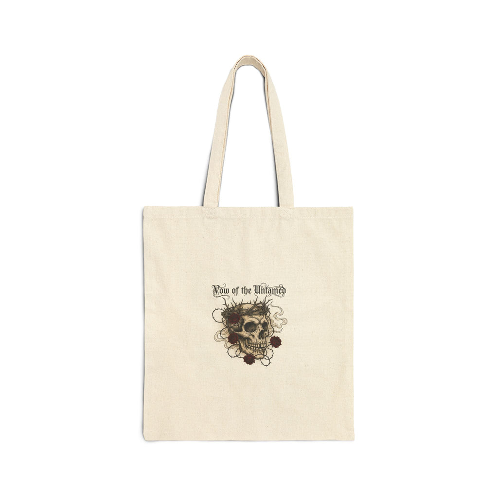 Western Skull Art Cotton Canvas Tote | Gothic Americana, Desert Noir