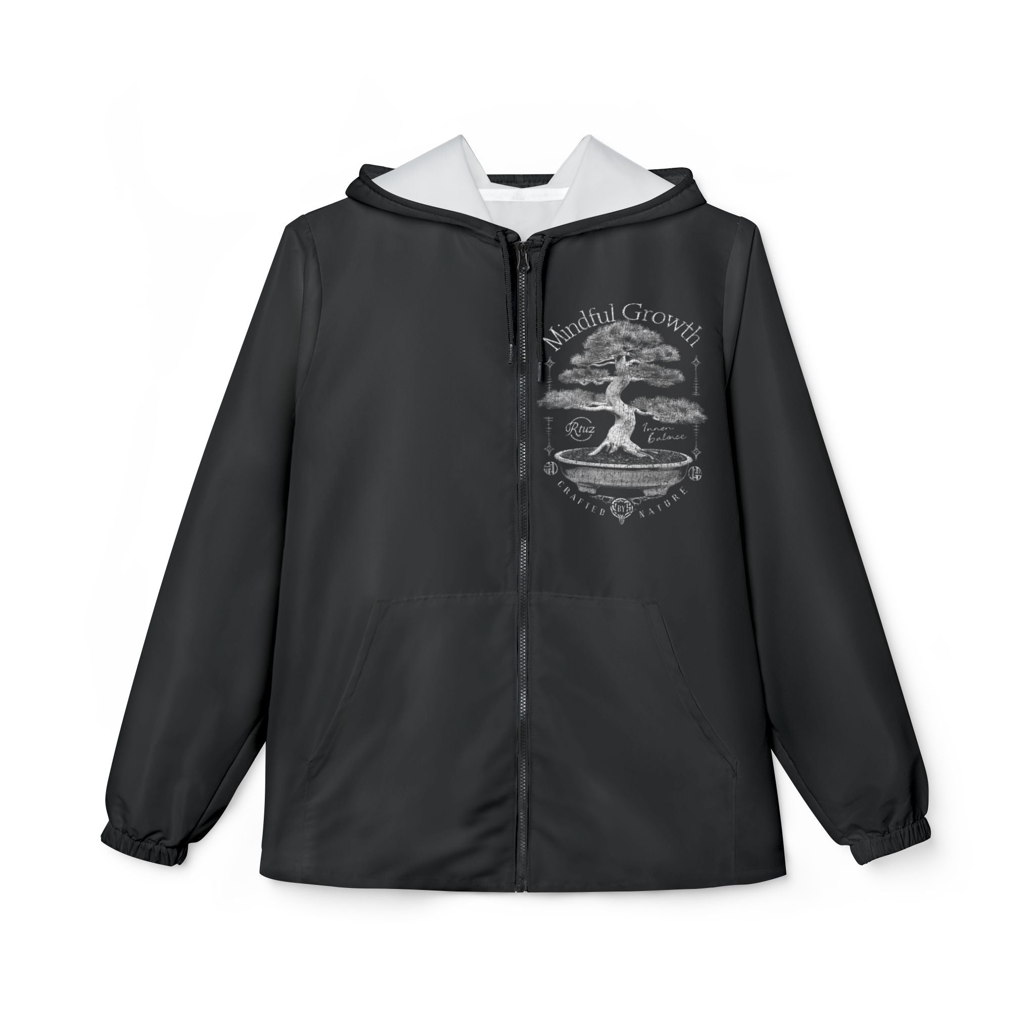 Mindful Grinding Windbreaker Jacket — Motivational AOP Activewear